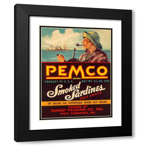 Remco Smoked Sardines Black Modern Wood Framed Art Print with Double Matting by Retrolabel