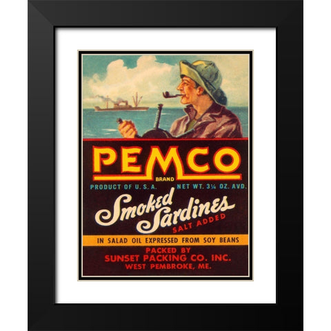 Remco Smoked Sardines Black Modern Wood Framed Art Print with Double Matting by Retrolabel