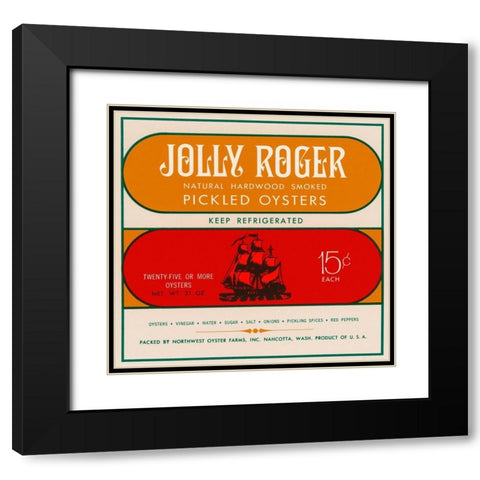 Jolly Roger Pickled Oysters Black Modern Wood Framed Art Print with Double Matting by Retrolabel