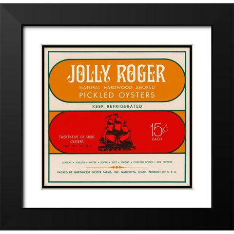 Jolly Roger Pickled Oysters Black Modern Wood Framed Art Print with Double Matting by Retrolabel