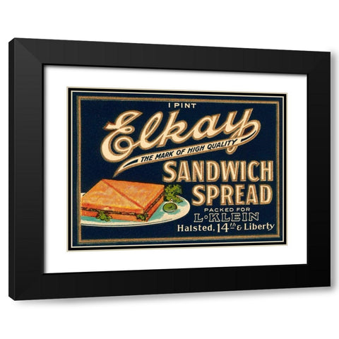 Elkay Sandwich Spread Black Modern Wood Framed Art Print with Double Matting by Retrolabel