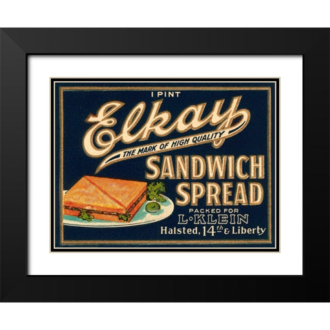 Elkay Sandwich Spread Black Modern Wood Framed Art Print with Double Matting by Retrolabel