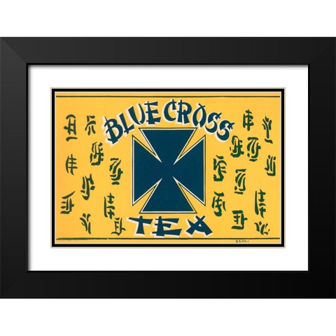 Blue Cross Tea Black Modern Wood Framed Art Print with Double Matting by Retrolabel