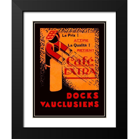 Cafe Extra - Docks Vauclusiens Black Modern Wood Framed Art Print with Double Matting by Retrolabel