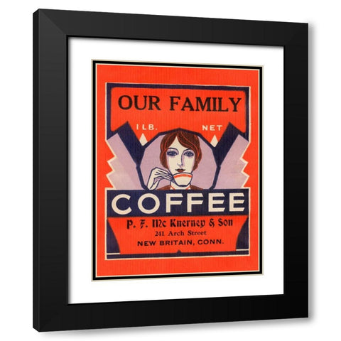 Our Family Coffee Black Modern Wood Framed Art Print with Double Matting by Retrolabel