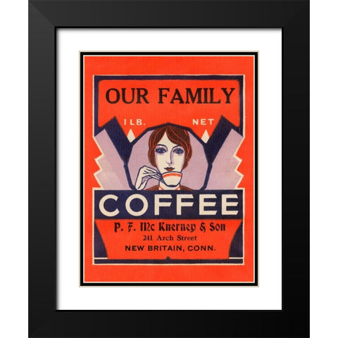 Our Family Coffee Black Modern Wood Framed Art Print with Double Matting by Retrolabel