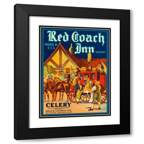 Red Coach Inn Celery Black Modern Wood Framed Art Print with Double Matting by Retrolabel