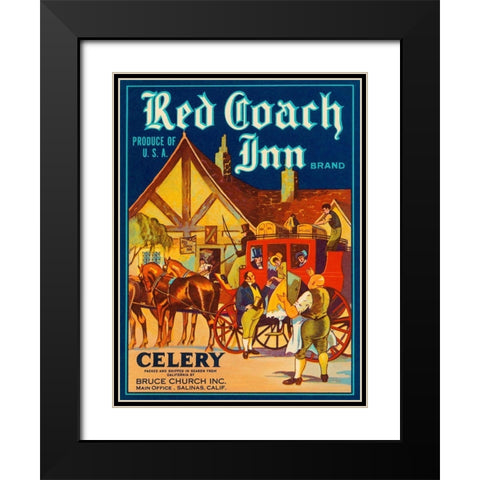 Red Coach Inn Celery Black Modern Wood Framed Art Print with Double Matting by Retrolabel