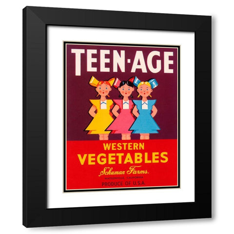 Teen - Age Western Vegetables Black Modern Wood Framed Art Print with Double Matting by Retrolabel