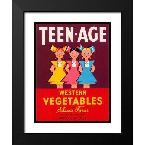 Teen - Age Western Vegetables Black Modern Wood Framed Art Print with Double Matting by Retrolabel