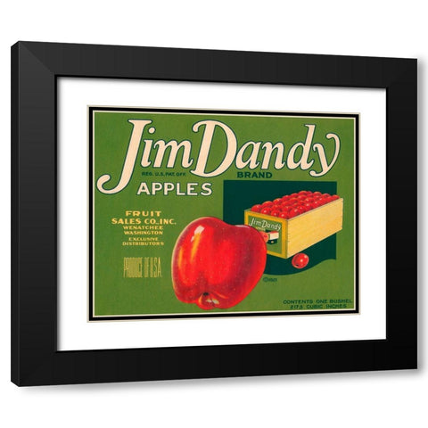 Jim Dandy Brand Apples Black Modern Wood Framed Art Print with Double Matting by Retrolabel