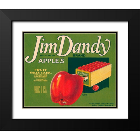 Jim Dandy Brand Apples Black Modern Wood Framed Art Print with Double Matting by Retrolabel