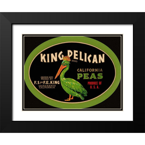 King Pelican California Peas Black Modern Wood Framed Art Print with Double Matting by Retrolabel
