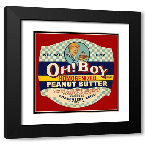 Oh! Boy Homogenized Peanut Butter Black Modern Wood Framed Art Print with Double Matting by Retrolabel