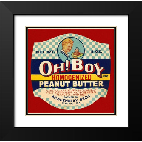 Oh! Boy Homogenized Peanut Butter Black Modern Wood Framed Art Print with Double Matting by Retrolabel