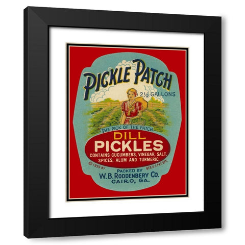 Pickle Patch Dill Pickles Black Modern Wood Framed Art Print with Double Matting by Retrolabel