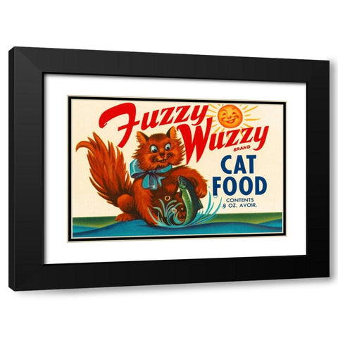 Fuzzy Wuzzy Brand Cat Food Black Modern Wood Framed Art Print with Double Matting by Retrolabel
