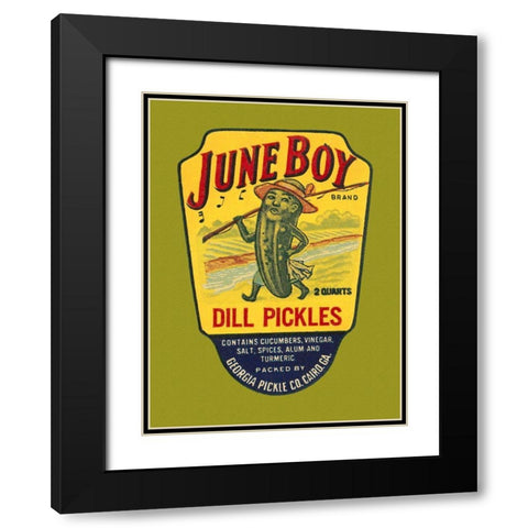 June Boy Dill Pickles Black Modern Wood Framed Art Print with Double Matting by Retrolabel