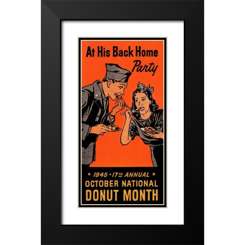 At His Back Home Party Black Modern Wood Framed Art Print with Double Matting by Retrolabel