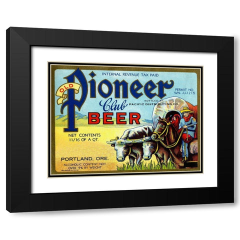 Old Pioneer Club Beer Black Modern Wood Framed Art Print with Double Matting by Vintage Booze Labels