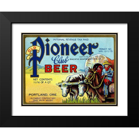 Old Pioneer Club Beer Black Modern Wood Framed Art Print with Double Matting by Vintage Booze Labels