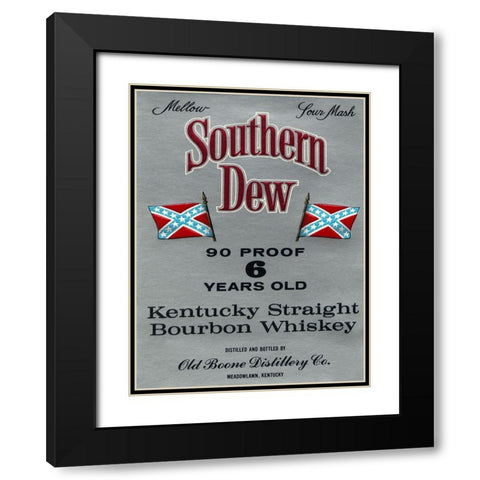 Southern Dew Kentucky Straight Bourbon Whiskey Black Modern Wood Framed Art Print with Double Matting by Vintage Booze Labels