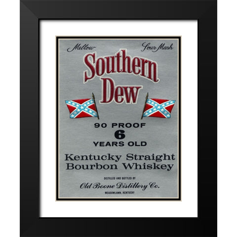 Southern Dew Kentucky Straight Bourbon Whiskey Black Modern Wood Framed Art Print with Double Matting by Vintage Booze Labels
