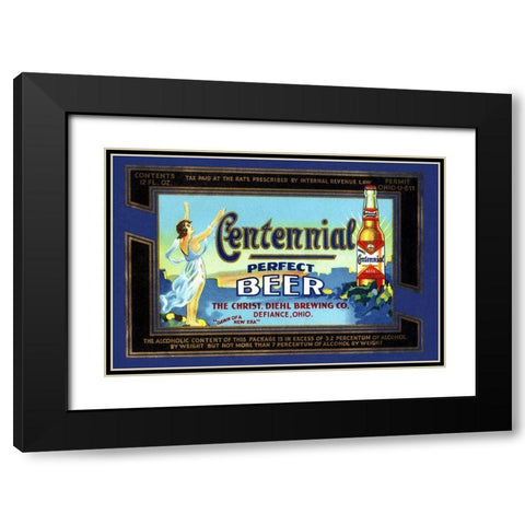 Centennial Perfect Beer Label Black Modern Wood Framed Art Print with Double Matting by Vintage Booze Labels