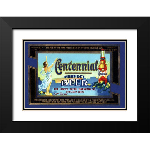 Centennial Perfect Beer Label Black Modern Wood Framed Art Print with Double Matting by Vintage Booze Labels