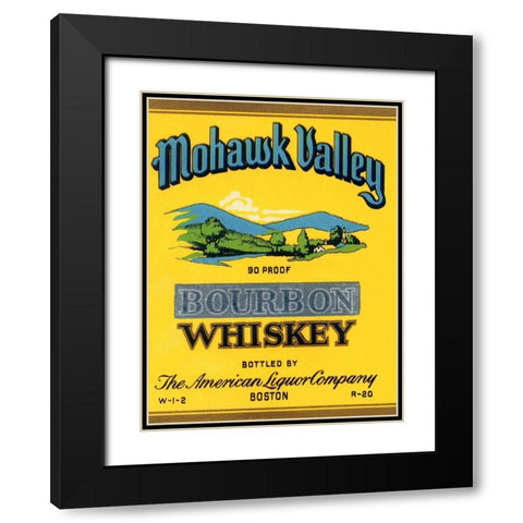 Mohawk Valley Bourbon Whiskey Black Modern Wood Framed Art Print with Double Matting by Vintage Booze Labels