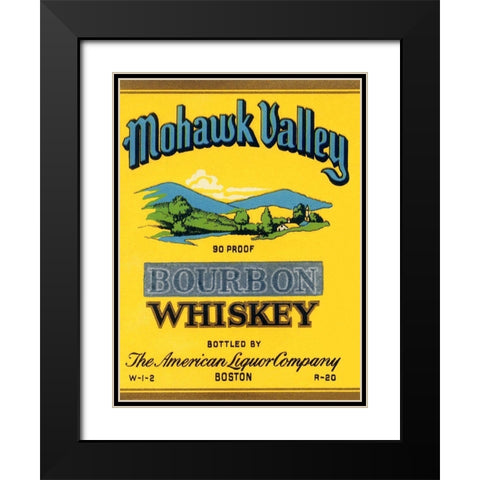 Mohawk Valley Bourbon Whiskey Black Modern Wood Framed Art Print with Double Matting by Vintage Booze Labels