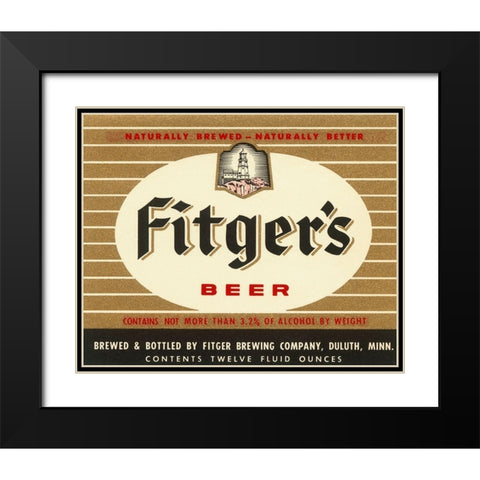 Fitgers Beer Black Modern Wood Framed Art Print with Double Matting by Vintage Booze Labels