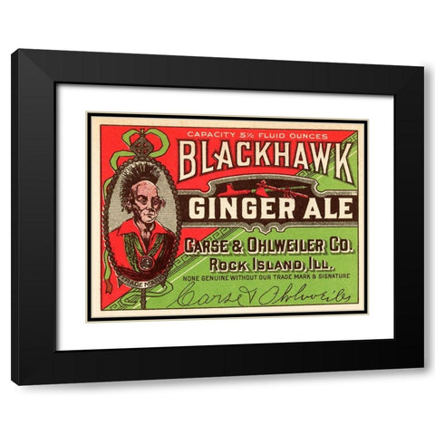 Blackhawk Ginger Ale Black Modern Wood Framed Art Print with Double Matting by Vintage Booze Labels