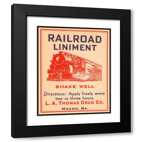 Railroad Liniment Black Modern Wood Framed Art Print with Double Matting by Vintage Booze Labels