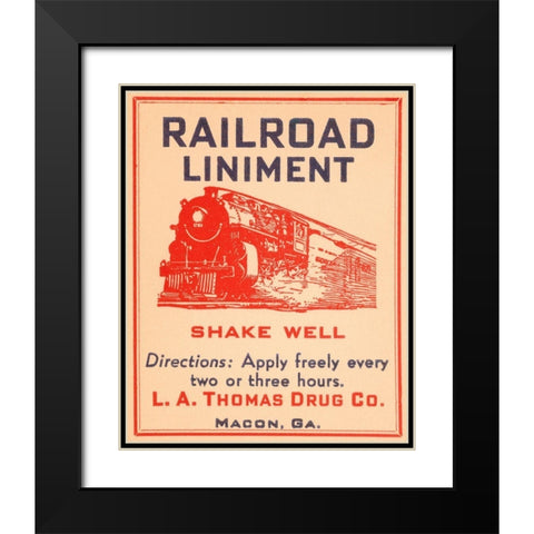 Railroad Liniment Black Modern Wood Framed Art Print with Double Matting by Vintage Booze Labels