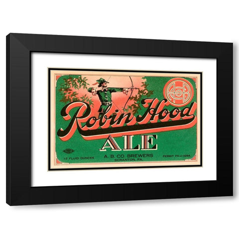 Robin Hood Ale Black Modern Wood Framed Art Print with Double Matting by Vintage Booze Labels