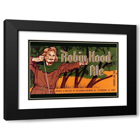 Robin Hood Ale Black Modern Wood Framed Art Print with Double Matting by Vintage Booze Labels