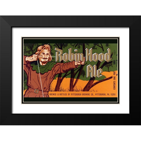 Robin Hood Ale Black Modern Wood Framed Art Print with Double Matting by Vintage Booze Labels