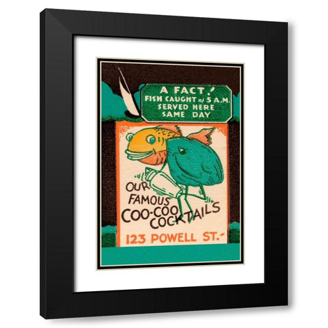 Our Famous Coo-Coo Cocktails Black Modern Wood Framed Art Print with Double Matting by Vintage Booze Labels