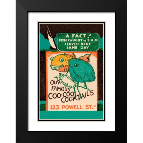 Our Famous Coo-Coo Cocktails Black Modern Wood Framed Art Print with Double Matting by Vintage Booze Labels