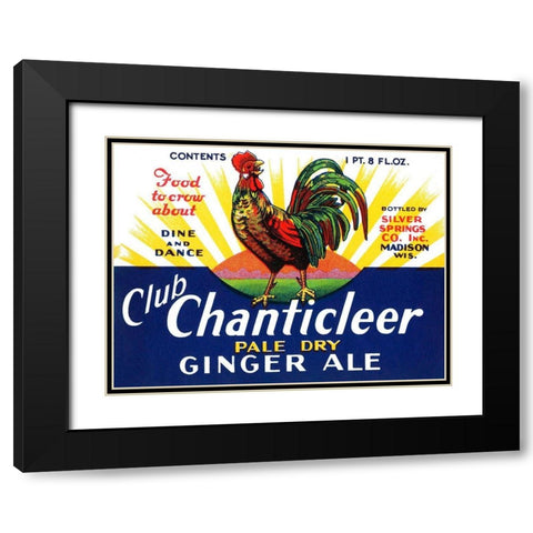 Club Chanticleer Pale Dry Ginger Ale Black Modern Wood Framed Art Print with Double Matting by Vintage Booze Labels
