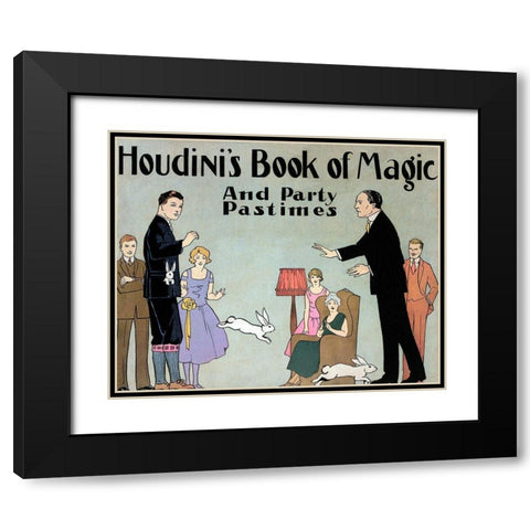 Houdinis Book of Magic and Party Pastimes Black Modern Wood Framed Art Print with Double Matting by Houdini, Harry
