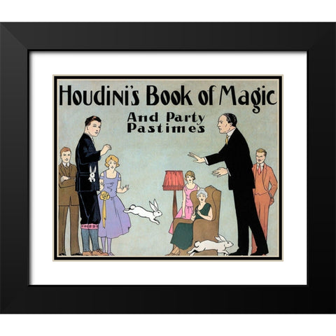 Houdinis Book of Magic and Party Pastimes Black Modern Wood Framed Art Print with Double Matting by Houdini, Harry