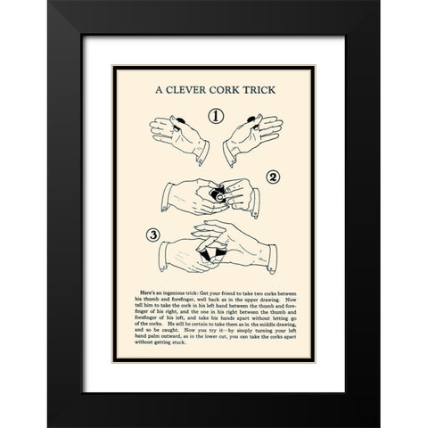 A Clever Cork Trick Black Modern Wood Framed Art Print with Double Matting by Retromagic