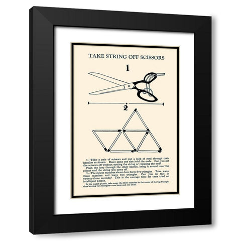 Take String off Scissors Black Modern Wood Framed Art Print with Double Matting by Retromagic