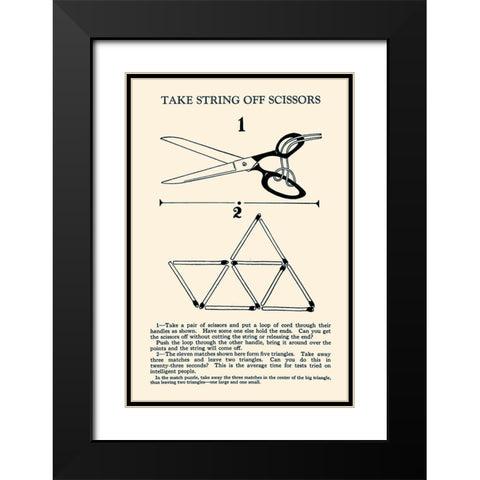 Take String off Scissors Black Modern Wood Framed Art Print with Double Matting by Retromagic