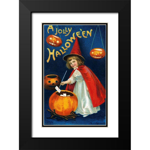 A Jolly Halloween Black Modern Wood Framed Art Print with Double Matting by Halloween