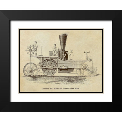 Saladees Self-Propelling Rotary Steam Plow Black Modern Wood Framed Art Print with Double Matting by Inventions