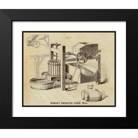 Homans Improved Cider Mill Black Modern Wood Framed Art Print with Double Matting by Inventions