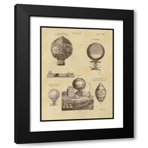 Air Balloons Black Modern Wood Framed Art Print with Double Matting by Inventions